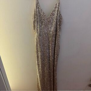 Windsor Gold Sequin V-Neck Maxi Dress